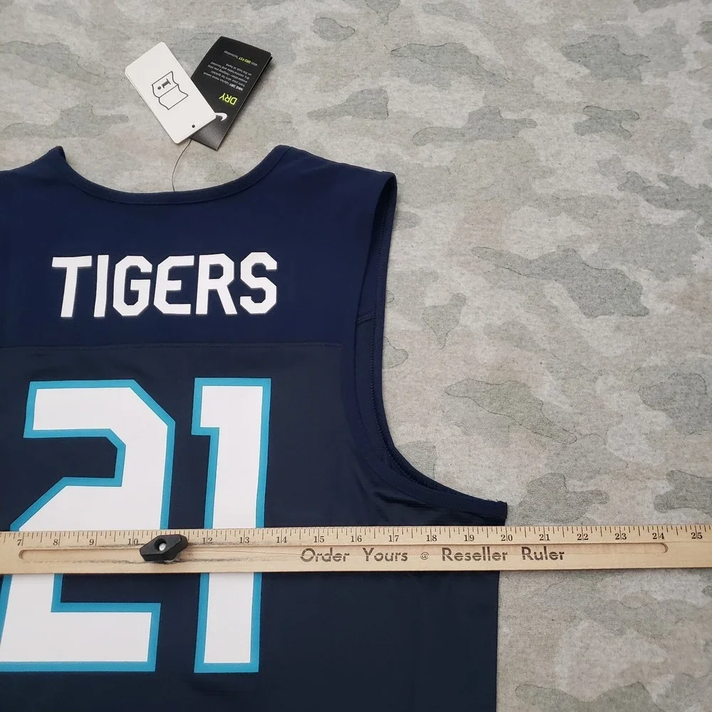 Nike Tigers Vapor Jersey Shirt Mens Large Blue #21 Dri-Fit Sleeveless